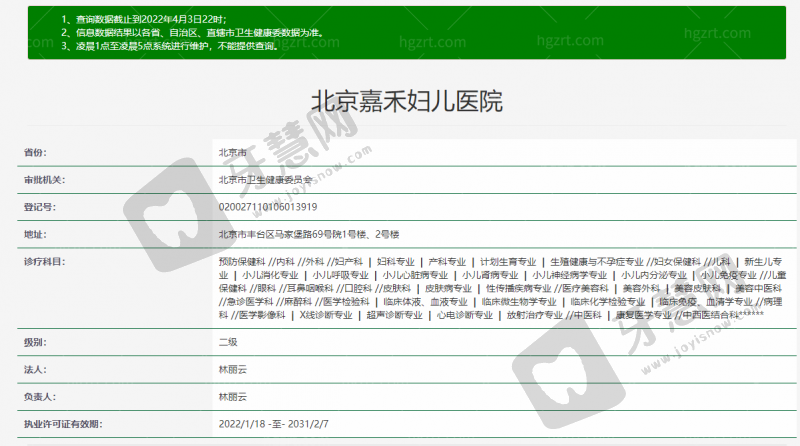 北京嘉禾整形医院基本信息