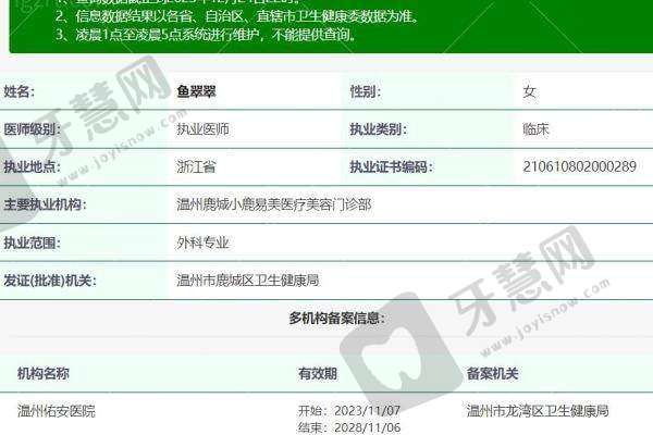温州鹿城小鹿易美医疗美容门诊部诊疗项目：
