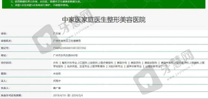 广州中家医家庭医生医疗美容医院诊疗项目：