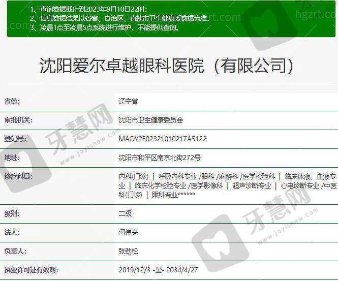 沈阳爱尔卓越眼科医院价格表